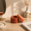 Amber Velvet Round Jewelry Box
